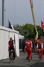 World © Octane Photographic Ltd. Scuderia Ferrari SF15-T– Sebastian Vettel with his personal trainer Antti Kontsas. Sunday 7th June 2015, F1 Canadian GP Paddock, Circuit Gilles Villeneuve, Montreal, Canada. Digital Ref: 1297LB1D2773