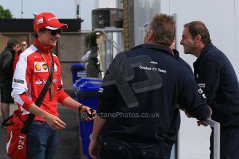 World © Octane Photographic Ltd. Scuderia Ferrari SF15-T reserve driver – Esteban Gutierrez and Sauber F1 Team crew. Sunday 7th June 2015, F1 Canadian GP Paddock, Circuit Gilles Villeneuve, Montreal, Canada. Digital Ref: 1297LB1D2787