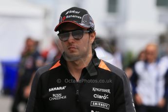 World © Octane Photographic Ltd. Sahara Force India VJM08 – Sergio Perez. Sunday 7th June 2015, F1 Canadian GP Paddock, Circuit Gilles Villeneuve, Montreal, Canada. Digital Ref: 1297LB1D2997