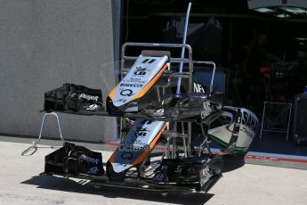 World © Octane Photographic Ltd. Thursday 4th June 2015, F1 Canadian GP pitlane setup, Circuit Gilles Villeneuve, Montreal, Canada. Sahara Force India VJM08 noses and front wings. Digital Ref: 1290LB1D8670
