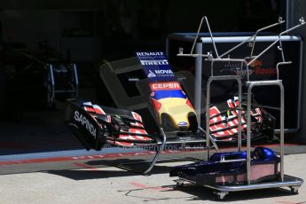 World © Octane Photographic Ltd. Thursday 4th June 2015, F1 Canadian GP pitlane setup, Circuit Gilles Villeneuve, Montreal, Canada. Scuderia Toro Rosso STR10 nose and front wing. Digital Ref: 1290LB1D8717