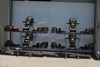 World © Octane Photographic Ltd. Thursday 4th June 2015, F1 Canadian GP pitlane setup, Circuit Gilles Villeneuve, Montreal, Canada. Lotus F1 Team E23 Hybrid noses and front wings. Digital Ref: 1290LB1D8725