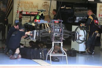 World © Octane Photographic Ltd. Thursday 4th June 2015, F1 Canadian GP pitlane setup, Circuit Gilles Villeneuve, Montreal, Canada. Lotus F1 Team E23 Hybrid – Romain Grosjean. Digital Ref: 1290LB1D8742