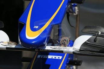 World © Octane Photographic Ltd. Thursday 4th June 2015, F1 Canadian GP pitlane setup, Circuit Gilles Villeneuve, Montreal, Canada. Sauber F1 Team C34-Ferrari front wing wiring. Digital Ref: 1290LB1D8769