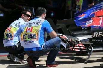 World © Octane Photographic Ltd. Thursday 4th June 2015, F1 Canadian GP pitlane setup, Circuit Gilles Villeneuve, Montreal, Canada. Scuderia Toro Rosso STR10 bodywork. Digital Ref: 1290LB1D8783