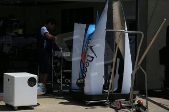 World © Octane Photographic Ltd. Thursday 4th June 2015, F1 Canadian GP pitlane setup, Circuit Gilles Villeneuve, Montreal, Canada. Williams Martini Racing FW37 bodywork. Digital Ref: 1290LB1D8799