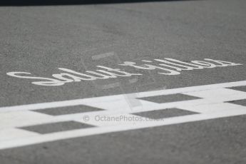 World © Octane Photographic Ltd. Thursday 4th June 2015, F1 Canadian GP setup, Circuit Gilles Villeneuve, Montreal, Canada. Salut Gilles script on the start/finish line. Digital Ref: 1290LB1D8855