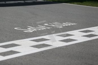 World © Octane Photographic Ltd. Thursday 4th June 2015, F1 Canadian GP setup, Circuit Gilles Villeneuve, Montreal, Canada. Salut Gilles script on the start/finish line. Digital Ref: 1290LB1D8866