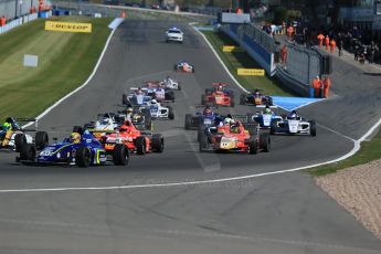World © Octane Photographic Ltd. Saturday 18th April 2015, MSA Formula - Certified by the FIA - Powered by Ford EcoBoost Race 1. Donington Park. Carlin - Lando Norris. Digital Ref: 1230LB1D1481