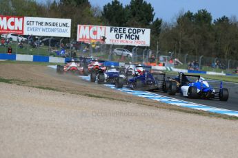 World © Octane Photographic Ltd. Saturday 18th April 2015, MSA Formula - Certified by the FIA - Powered by Ford EcoBoost Race 1. Donington Park. The grid heads towards hollywood. Digital Ref: 1230LB1D1492