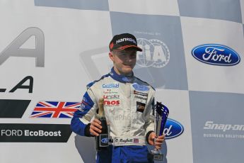 World © Octane Photographic Ltd. Saturday 18th April 2015, MSA Formula - Certified by the FIA - Powered by Ford EcoBoost Race 1 Rookie Podium. Donington Park.  JTR - Dan Baybutt (2nd). Digital Ref: 1230LW1L2930