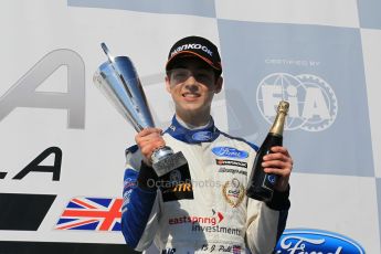 World © Octane Photographic Ltd. Saturday 18th April 2015, MSA Formula - Certified by the FIA - Powered by Ford EcoBoost Race 1 Main Podium. Donington Park. JTR - James Pull (2nd). Digital Ref: 1230LW1L2958