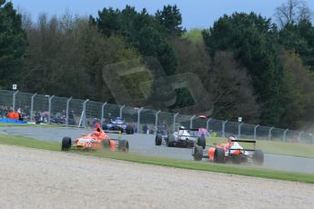World © Octane Photographic Ltd. Sunday 19th April 2015, MSA Formula - Certified by the FIA - Powered by Ford EcoBoost Race 2. Donington Park. Carlin - Colton Herta, TRS Arden - Sandy Mitchell and Enaam Ahmed. Digital Ref: 1231LB1D1860