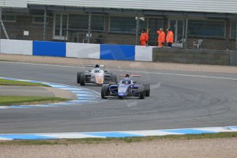 World © Octane Photographic Ltd. Sunday 19th April 2015, MSA Formula - Certified by the FIA - Powered by Ford EcoBoost Race 2. Donington Park. Carlin - Colton Herta and SWB Motorsport - Rafael Martins. Digital Ref: 1231LB1D1978