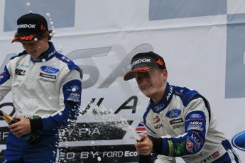 World © Octane Photographic Ltd. Sunday 19th April 2015, MSA Formula - Certified by the FIA - Powered by Ford EcoBoost Race 2 Main Podium. Donington Park. Double R Racing - Matheus Leist (1st) and TRS Arden - Ricky Collard (2nd). Digital Ref: 1231LW1L3235