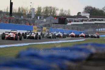 World © Octane Photographic Ltd. Sunday 19th April 2015, MSA Formula - Certified by the FIA - Powered by Ford EcoBoost Race 3. Donington Park. The grid forms up for the start. Digital Ref: 1232LB1D2170