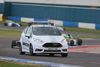 World © Octane Photographic Ltd. Sunday 19th April 2015, MSA Formula - Certified by the FIA - Powered by Ford EcoBoost Race 3. Donington Park. Ford Fiesta EcoBoost Safety Car ahead of Fortec - Daniel Ticktum and JTR - James Pull. Digital Ref: 1232LB1D2332
