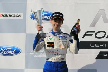 World © Octane Photographic Ltd. Sunday 19th April 2015, MSA Formula - Certified by the FIA - Powered by Ford EcoBoost Race 3 Main Podium. Donington Park. JTR - James Pull (3rd). Digital Ref: 1232LW1L3497