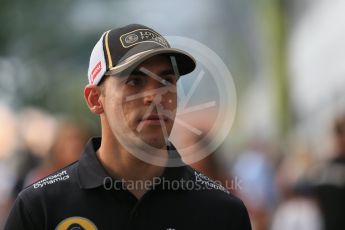 World © Octane Photographic Ltd. Lotus F1 Team E23 Hybrid – Pastor Maldonado. Sunday 20th September 2015, F1 Singapore Grand Prix Drivers Parade, Marina Bay. Digital Ref: 1435LB1D8327