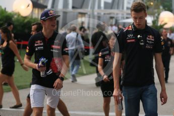 World © Octane Photographic Ltd. Scuderia Toro Rosso STR10 – Max Verstappen and Carlos Sainz Jnr. Sunday 20th September 2015, F1 Singapore Grand Prix Drivers Parade, Marina Bay. Digital Ref: 1435LB1D8402