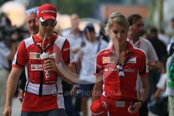 World © Octane Photographic Ltd. Scuderia Ferrari SF15-T– Sebastian Vettel. Sunday 20th September 2015, F1 Singapore Grand Prix Drivers Parade, Marina Bay. Digital Ref: 1435LB1D8413