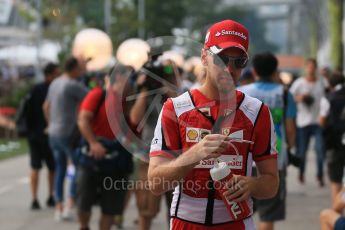 World © Octane Photographic Ltd. Scuderia Ferrari SF15-T– Sebastian Vettel. Sunday 20th September 2015, F1 Singapore Grand Prix Drivers Parade, Marina Bay. Digital Ref: 1435LB1D8419