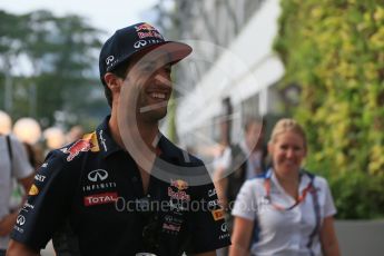 World © Octane Photographic Ltd. Infiniti Red Bull Racing RB11 – Daniel Ricciardo. Sunday 20th September 2015, F1 Singapore Grand Prix Drivers Parade, Marina Bay. Digital Ref: 1435LB1D8434