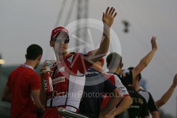 World © Octane Photographic Ltd. Scuderia Ferrari SF15-T– Sebastian Vettel. Sunday 20th September 2015, F1 Singapore Grand Prix Drivers Parade, Marina Bay. Digital Ref: 1435LB1D8521