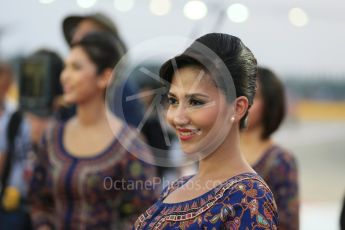 World © Octane Photographic Ltd. Grid Girls. Sunday 20th September 2015, F1 Singapore Grand Prix Drivers Parade, Marina Bay. Digital Ref: 1435LB1D8535