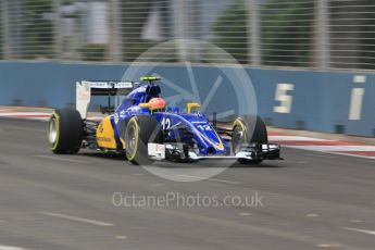 World © Octane Photographic Ltd. Sauber F1 Team C34-Ferrari – Felipe Nasr. Friday 18th September 2015, F1 Singapore Grand Prix Practice 1, Marina Bay. Digital Ref: