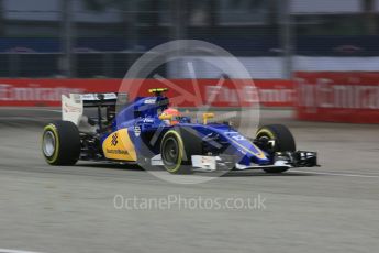 World © Octane Photographic Ltd. Sauber F1 Team C34-Ferrari – Felipe Nasr. Friday 18th September 2015, F1 Singapore Grand Prix Practice 1, Marina Bay. Digital Ref: