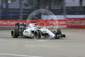 World © Octane Photographic Ltd. Williams Martini Racing FW37 – Felipe Massa. Friday 18th September 2015, F1 Singapore Grand Prix Practice 1, Marina Bay. Digital Ref: