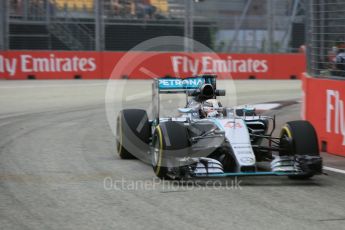 World © Octane Photographic Ltd. Mercedes AMG Petronas F1 W06 Hybrid – Lewis Hamilton. Friday 18th September 2015, F1 Singapore Grand Prix Practice 1, Marina Bay. Digital Ref: