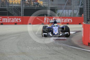 World © Octane Photographic Ltd. Sauber F1 Team C34-Ferrari – Marcus Ericsson. Friday 18th September 2015, F1 Singapore Grand Prix Practice 1, Marina Bay. Digital Ref: