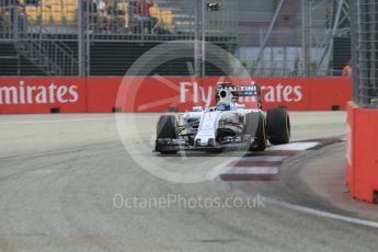 World © Octane Photographic Ltd. Williams Martini Racing FW37 – Felipe Massa. Friday 18th September 2015, F1 Singapore Grand Prix Practice 1, Marina Bay. Digital Ref: