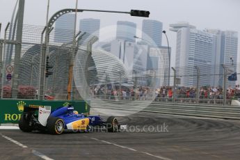 World © Octane Photographic Ltd. Sauber F1 Team C34-Ferrari – Marcus Ericsson. Friday 18th September 2015, F1 Singapore Grand Prix Practice 1, Marina Bay. Digital Ref: