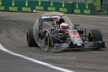 World © Octane Photographic Ltd. McLaren Honda MP4/30 - Jenson Button. Friday 18th September 2015, F1 Singapore Grand Prix Practice 1, Marina Bay. Digital Ref: