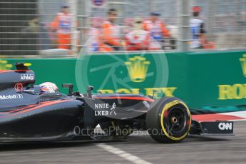 World © Octane Photographic Ltd. McLaren Honda MP4/30 - Jenson Button. Friday 18th September 2015, F1 Singapore Grand Prix Practice 1, Marina Bay. Digital Ref: