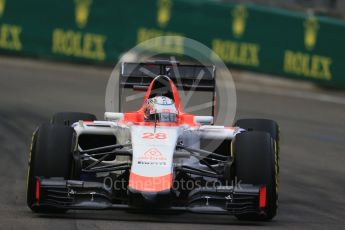 World © Octane Photographic Ltd. Manor Marussia F1 Team MR03B – William Stevens. Friday 18th September 2015, F1 Singapore Grand Prix Practice 1, Marina Bay. Digital Ref: