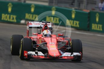 World © Octane Photographic Ltd. Scuderia Ferrari SF15-T– Sebastian Vettel. Friday 18th September 2015, F1 Singapore Grand Prix Practice 1, Marina Bay. Digital Ref: