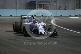 World © Octane Photographic Ltd. Williams Martini Racing FW37 – Valtteri Bottas. Friday 18th September 2015, F1 Singapore Grand Prix Practice 1, Marina Bay. Digital Ref: