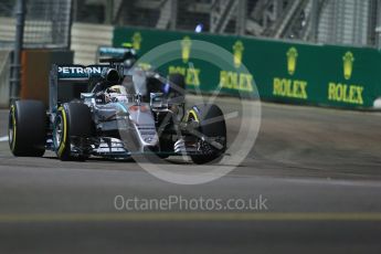 World © Octane Photographic Ltd. Mercedes AMG Petronas F1 W06 Hybrid – Lewis Hamilton and Nico Rosberg. Friday 18th September 2015, F1 Singapore Grand Prix Practice 1, Marina Bay. Digital Ref: