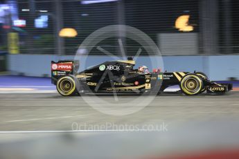 World © Octane Photographic Ltd. Lotus F1 Team E23 Hybrid – Romain Grosjean. Friday 18th September 2015, F1 Singapore Grand Prix Practice 2, Marina Bay. Digital Ref: 1429CB5D0284