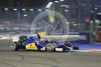 World © Octane Photographic Ltd. Sauber F1 Team C34-Ferrari – Marcus Ericsson. Friday 18th September 2015, F1 Singapore Grand Prix Practice 2, Marina Bay. Digital Ref: 1429CB5D0322