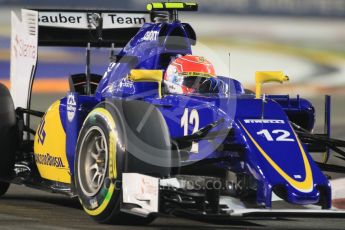 World © Octane Photographic Ltd. Sauber F1 Team C34-Ferrari – Felipe Nasr. Friday 18th September 2015, F1 Singapore Grand Prix Practice 2, Marina Bay. Digital Ref: 1429CB7D0336