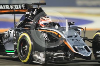 World © Octane Photographic Ltd. Sahara Force India VJM08B – Nico Hulkenberg. Friday 18th September 2015, F1 Singapore Grand Prix Practice 2, Marina Bay. Digital Ref: 1429CB7D0563