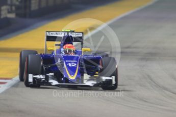 World © Octane Photographic Ltd. Sauber F1 Team C34-Ferrari – Felipe Nasr. Friday 18th September 2015, F1 Singapore Grand Prix Practice 2, Marina Bay. Digital Ref: 1429CB7D0893
