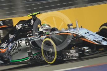 World © Octane Photographic Ltd. Sahara Force India VJM08B – Sergio Perez. Friday 18th September 2015, F1 Singapore Grand Prix Practice 2, Marina Bay. Digital Ref: 1429CB7D0902