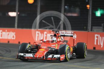 World © Octane Photographic Ltd. Scuderia Ferrari SF15-T– Sebastian Vettel. Friday 18th September 2015, F1 Singapore Grand Prix Practice 2, Marina Bay. Digital Ref: 1429LB1D5855