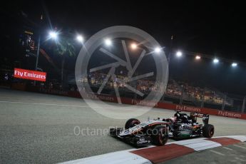 World © Octane Photographic Ltd. Sahara Force India VJM08B – Nico Hulkenberg. Friday 18th September 2015, F1 Singapore Grand Prix Practice 2, Marina Bay. Digital Ref: 1429LB1D6403